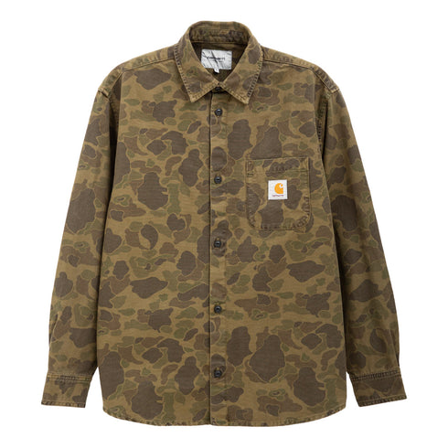Carhartt WIP L/S Duck Shirt Camo Duck Green/Office Green Garment Dyed I033769 Degli Uberti